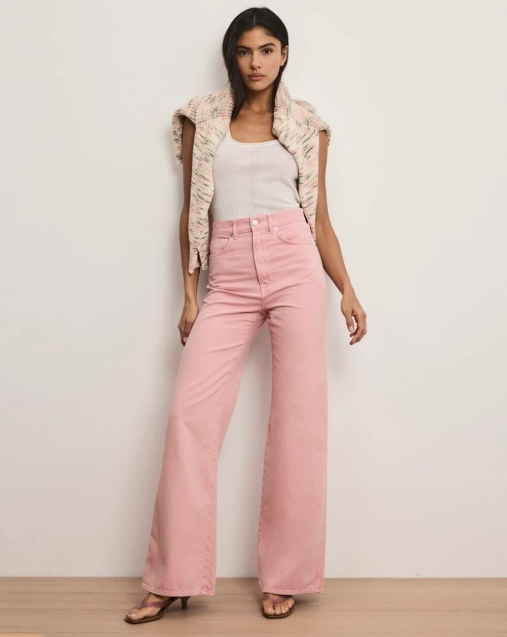 NWT Veronica Beard Taylor Wide-Leg Jean Pink Size 29